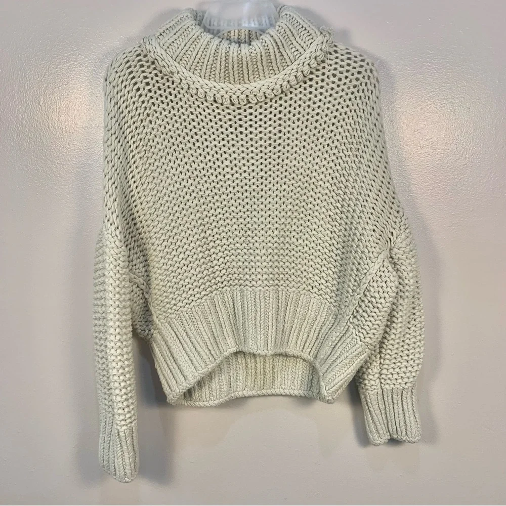 Free People My Only Sunrise Chunky Open Cable Knit Oversized Slouchy Sweater - Picture 4 of 16
